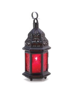 RED GLASS MOROCCAN LANTERN